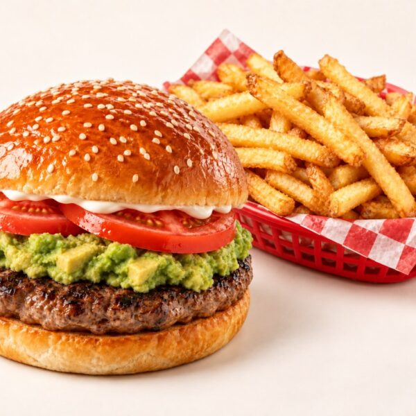 Hamburguesa italiana con papas fritas